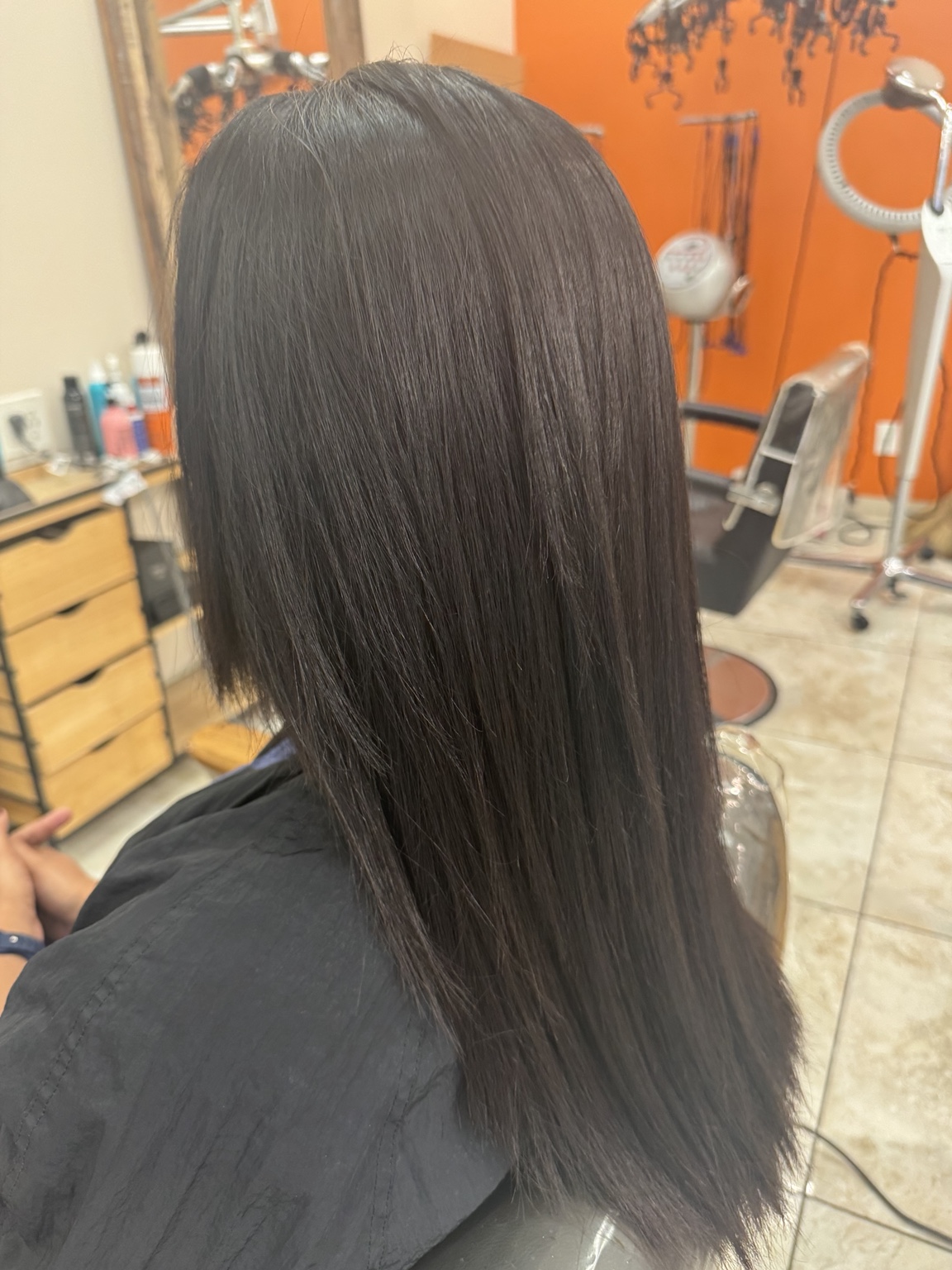 Long smooth straight hair result