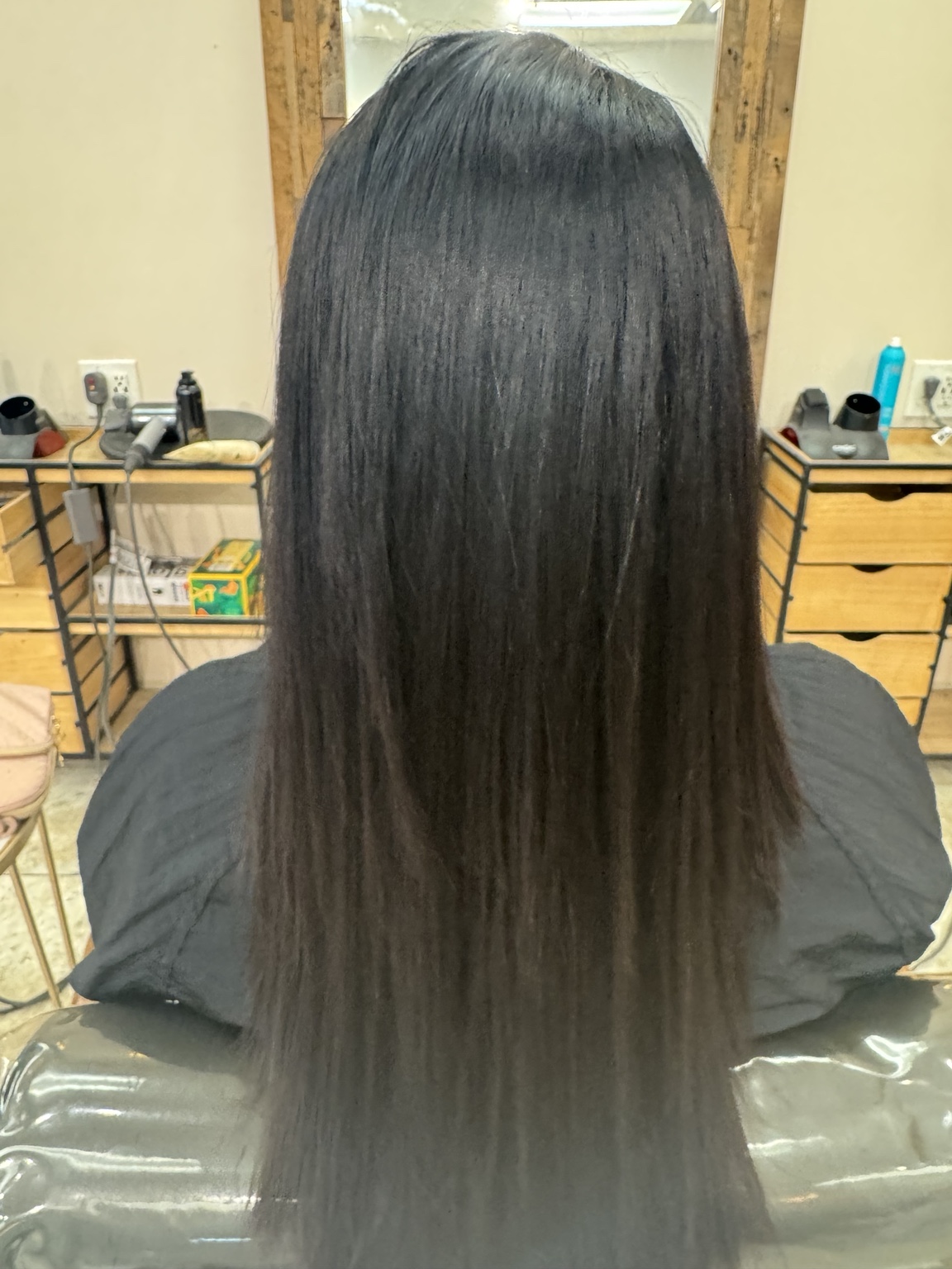 Sleek straight hair viewed from back